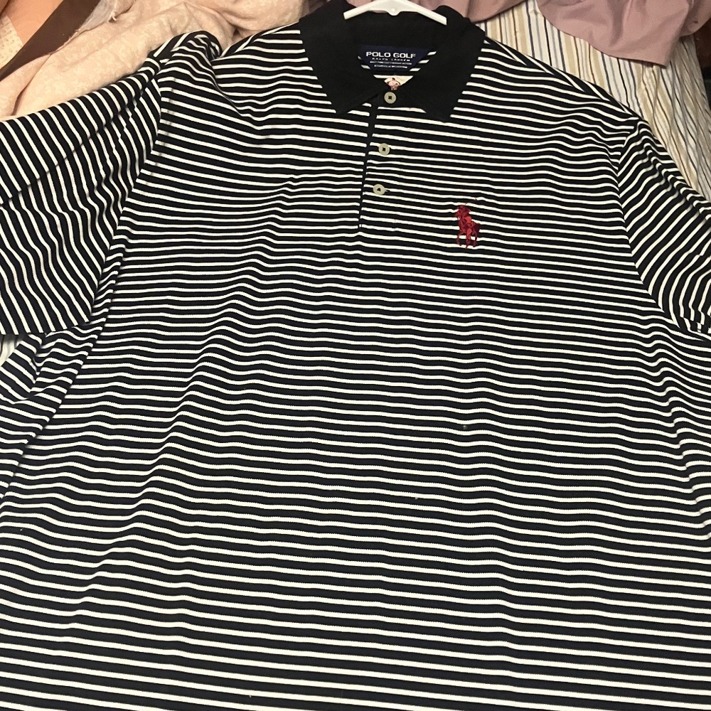 Polo Ralph Lauren XL black and white striped shirt